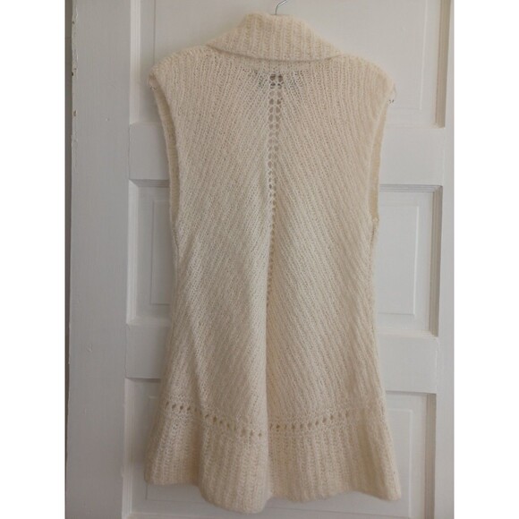 Eddie Bauer handknit mohair blend sweater vest womens M ivory soft light layer - Picture 6 of 10